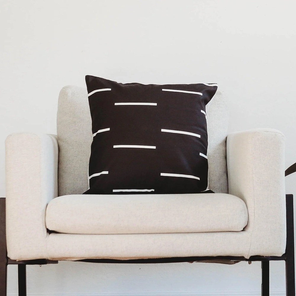Black with White Lines Striped Pillow Cases, Set of 2 , 18 in by 18 in